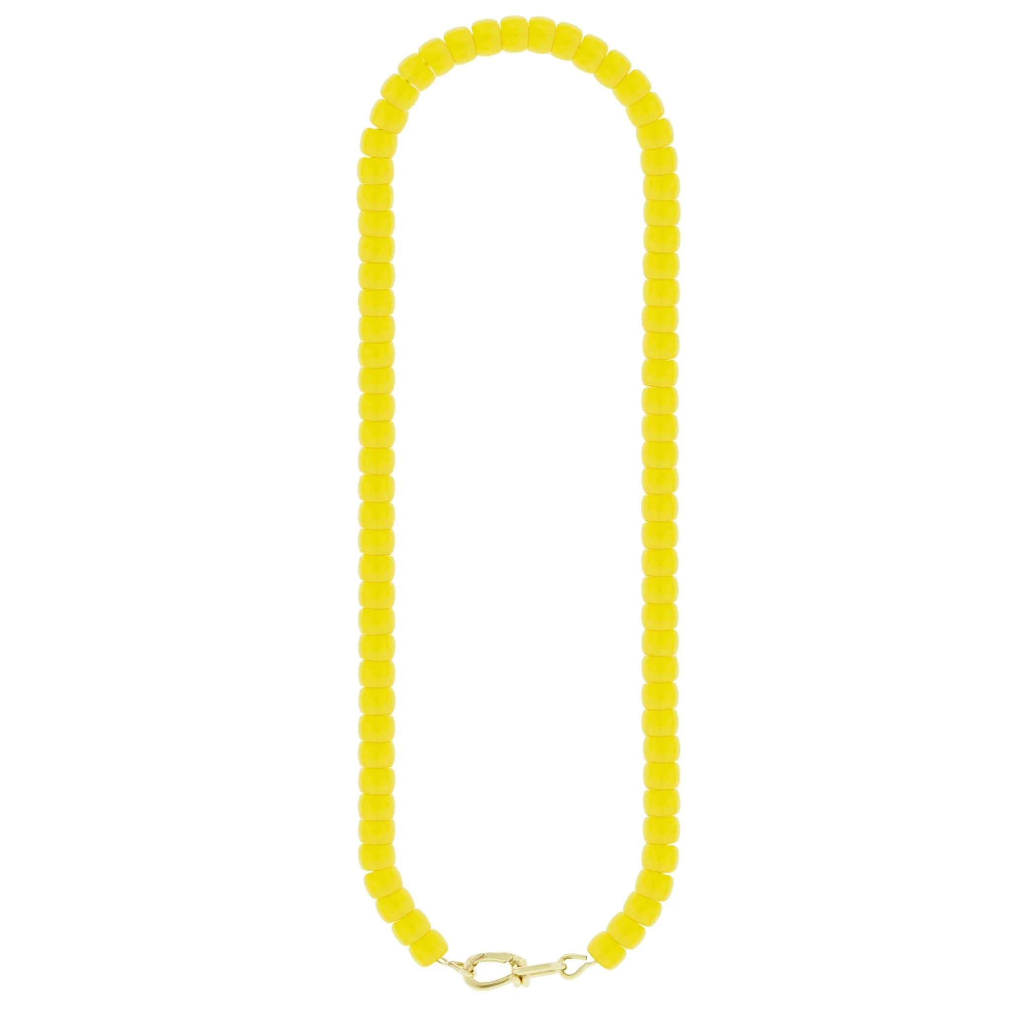 Gold Wire Clasp on Yellow Glass Bead Necklace