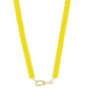 Gold Wire Clasp on Yellow Glass Bead Necklace