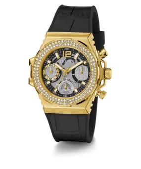 GUESS Ladies Black Gold Tone Multi-function Watch