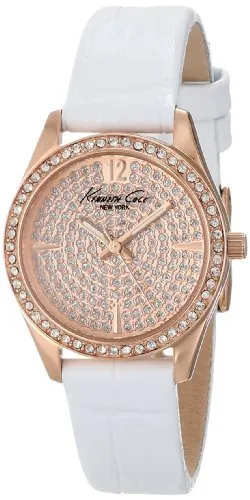 Kenneth Cole New York Women's Quartz Stainless Steel Case Leather Strap White,(Model:KC2844)