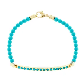 Large ID Bar with Turquoise Gemstones on Beaded Bracelet