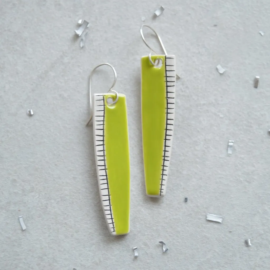 Lime green drop earrings