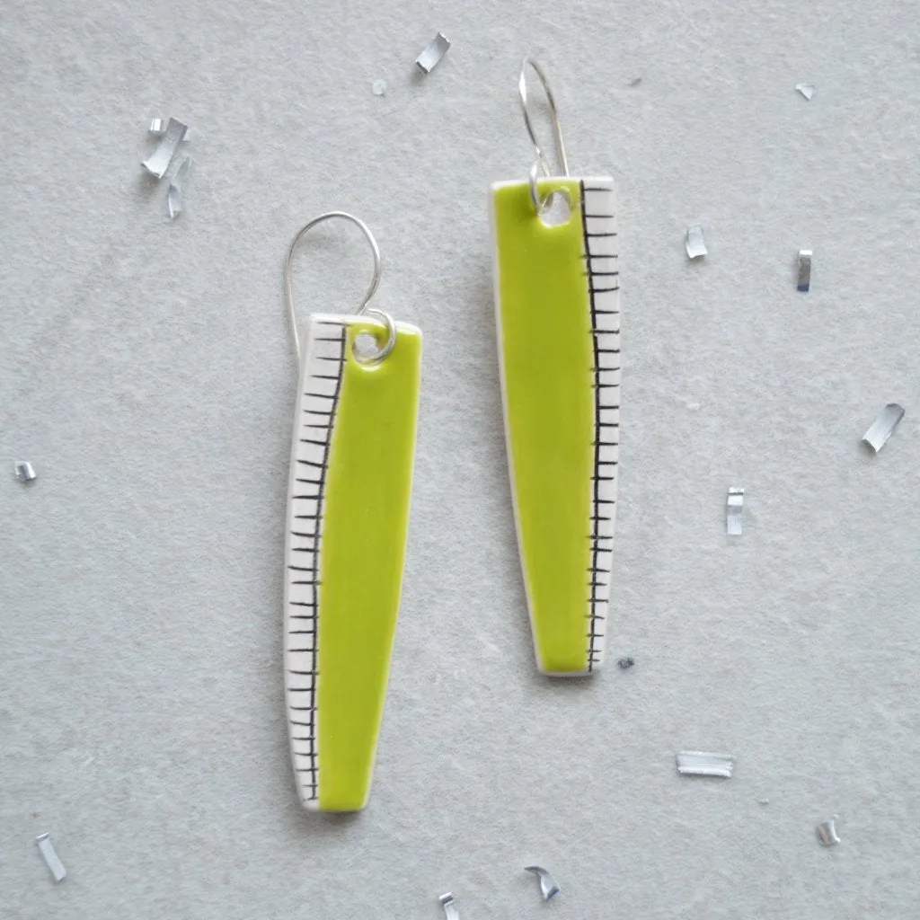 Lime green drop earrings