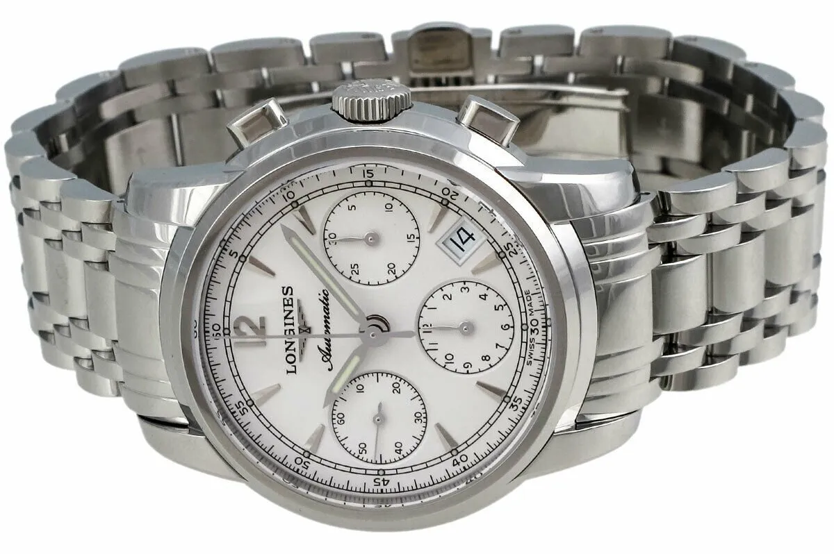 Longines Saint-Imier Automatic Chronograph Steel Mens Watch Silver Dial Calendar L2.752.4.72.6