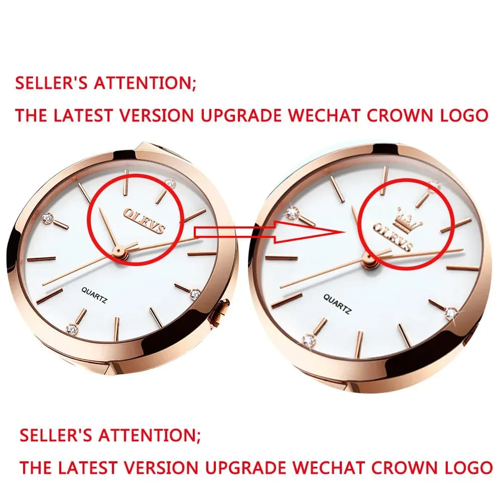 Luxury Rose Gold Elegance: Fashion Women's Quartz Wristwatch with Ceramic Bracelet Design