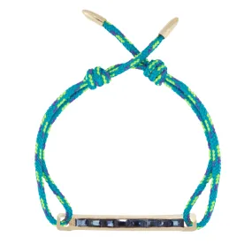 Medium Link ID Bar with Blue Sapphires on Cord Bracelet