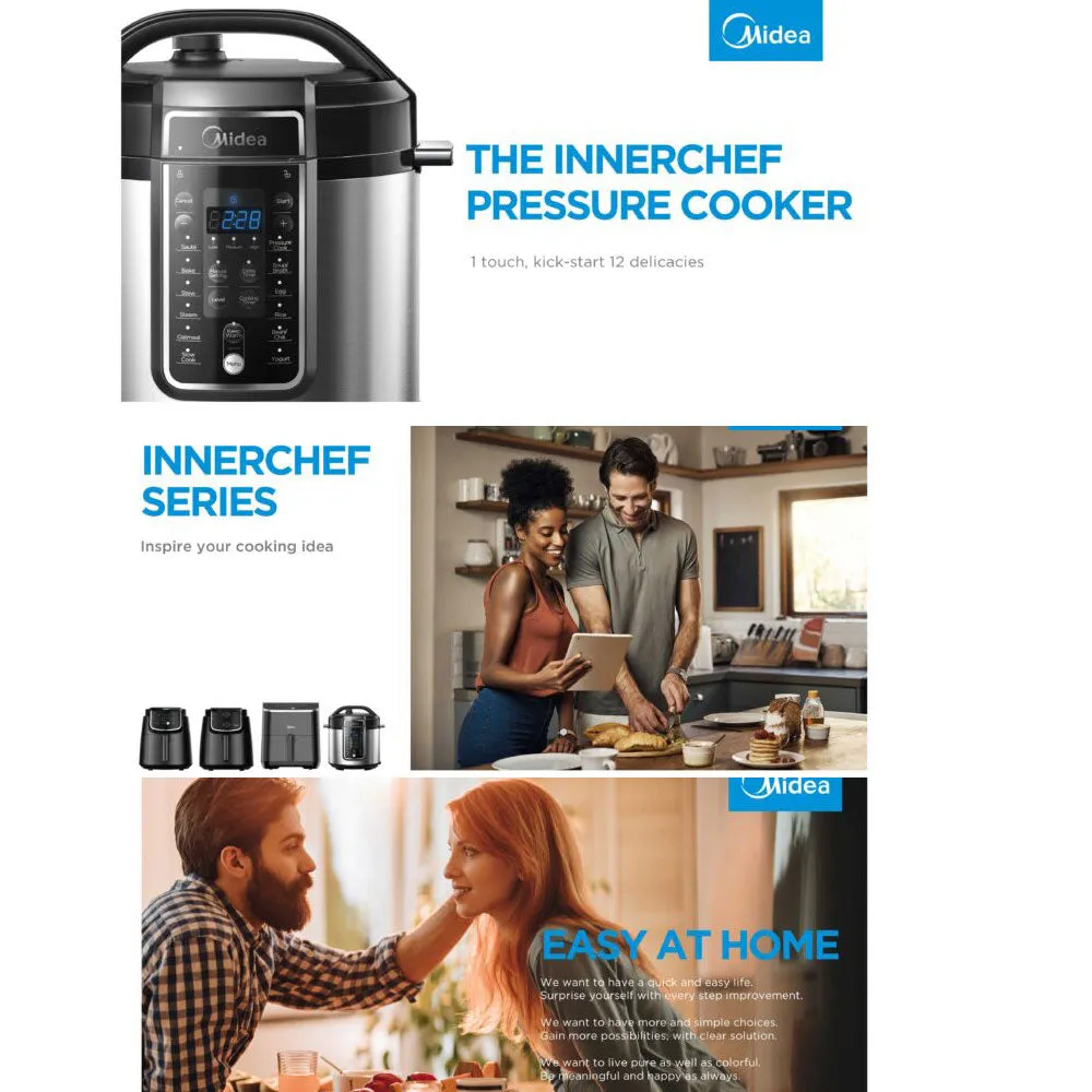 Midea 5.7L Pressure Cooker 12 Programs 9-In-1 Safety Features High-Pressure Quick Cook