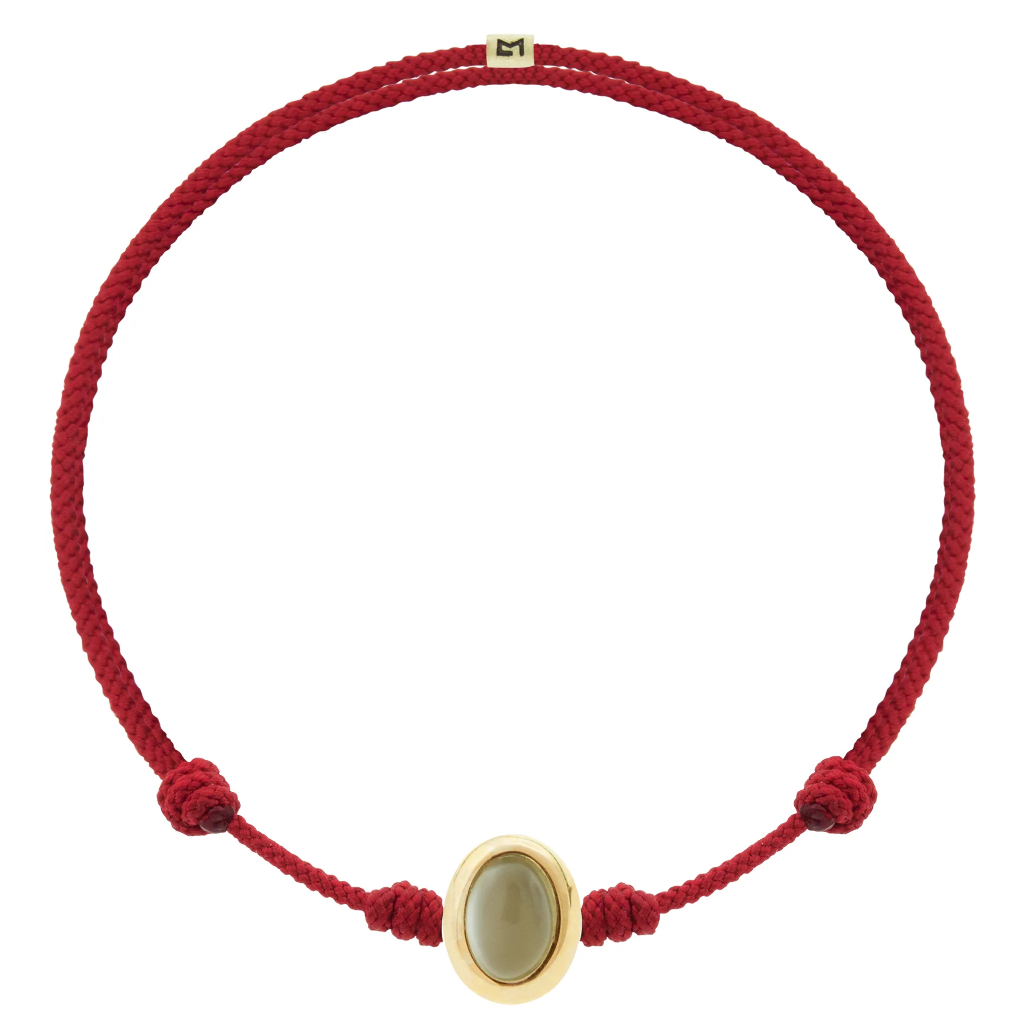 Moonstone Oval Cabochon on Red Cord Bracelet