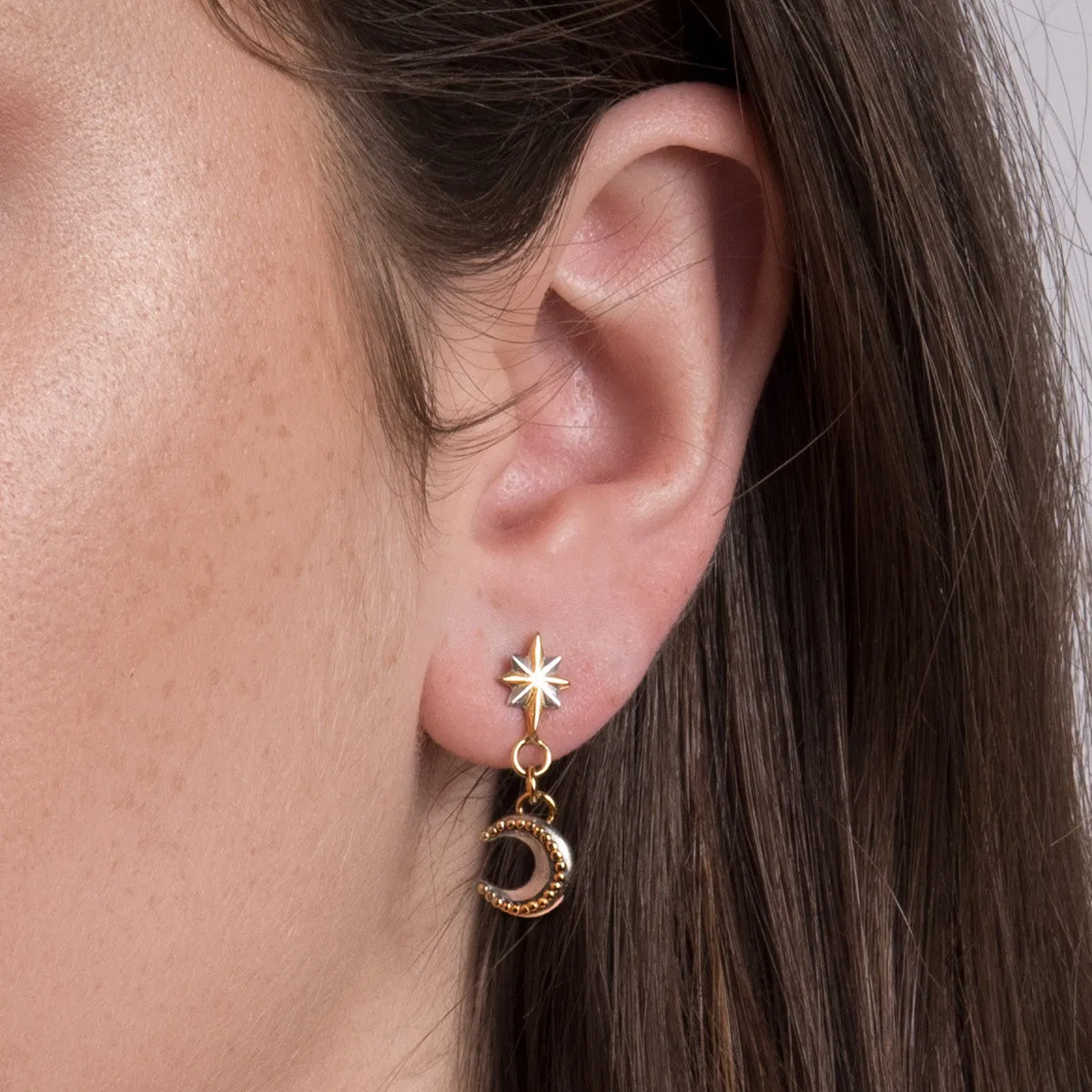 North Star & Mini Moon Drop Earrings