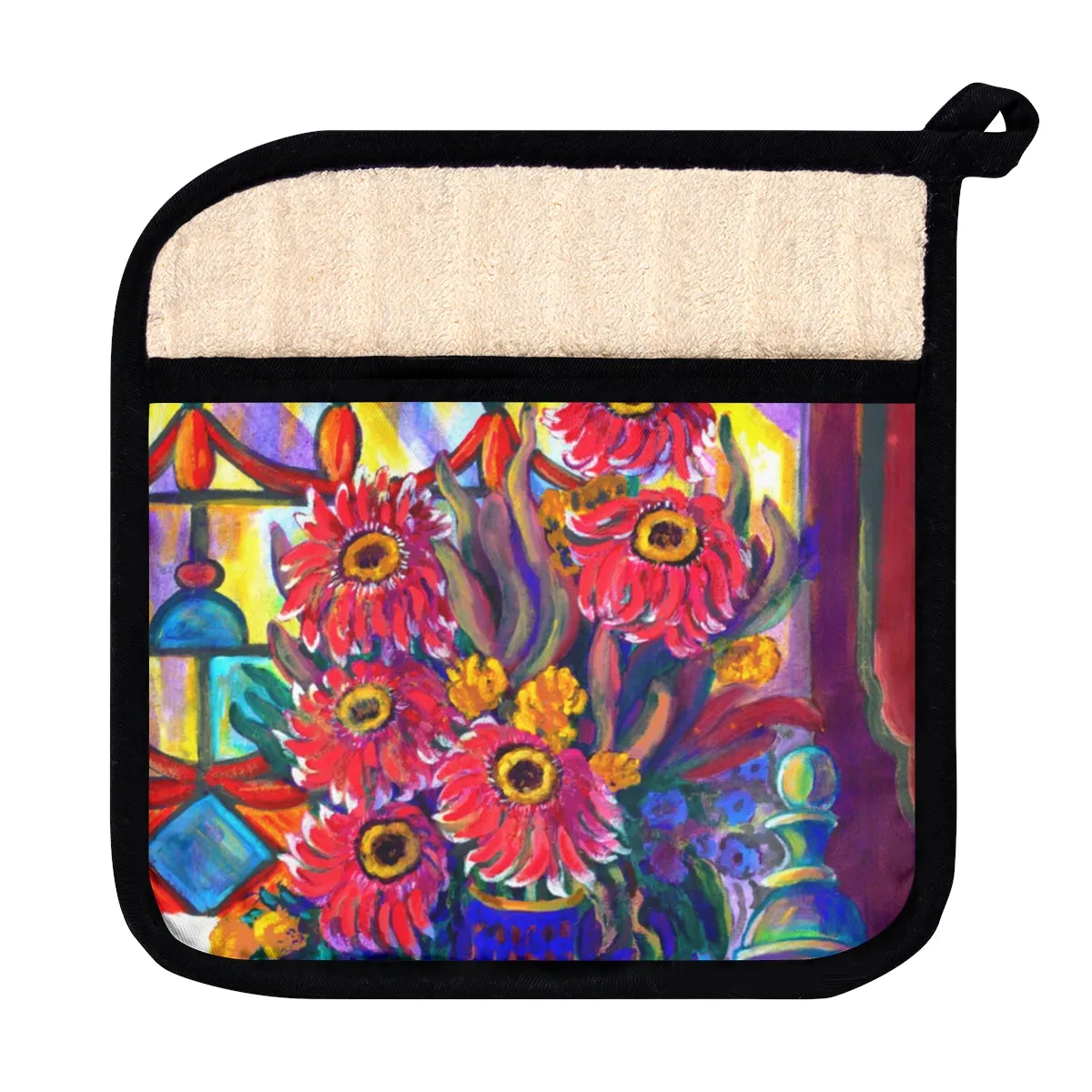 Pot Holder with Pocket - Kitchen Zinnias