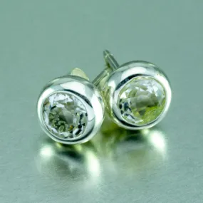 Rock Crystal Stud Earrings, 925 Sterling Silver.