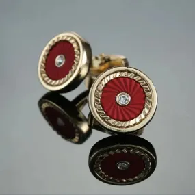 Round Red And Yellow Gold Cufflinks