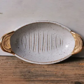 Serving platter with gold handles - small