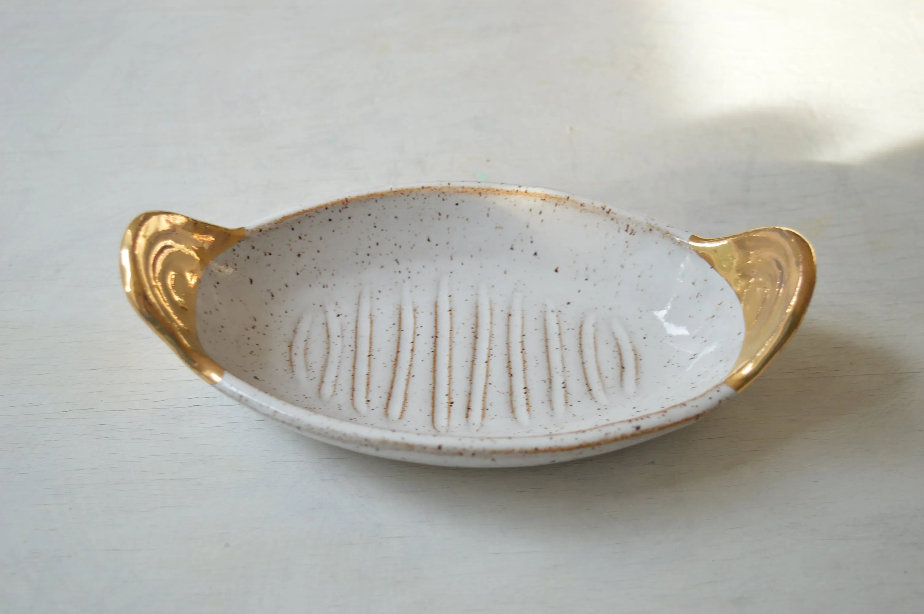 Serving platter with gold handles - small