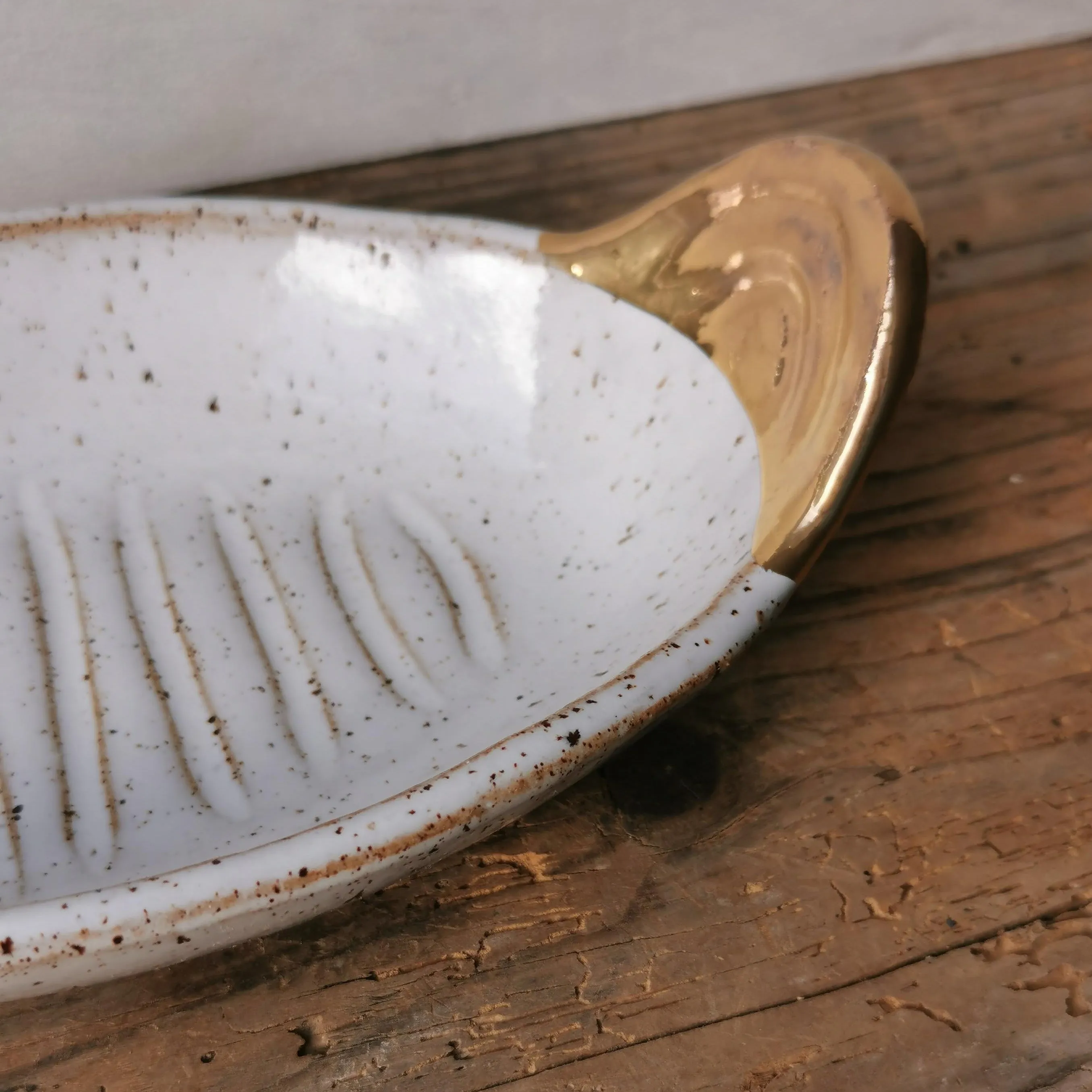 Serving platter with gold handles - small