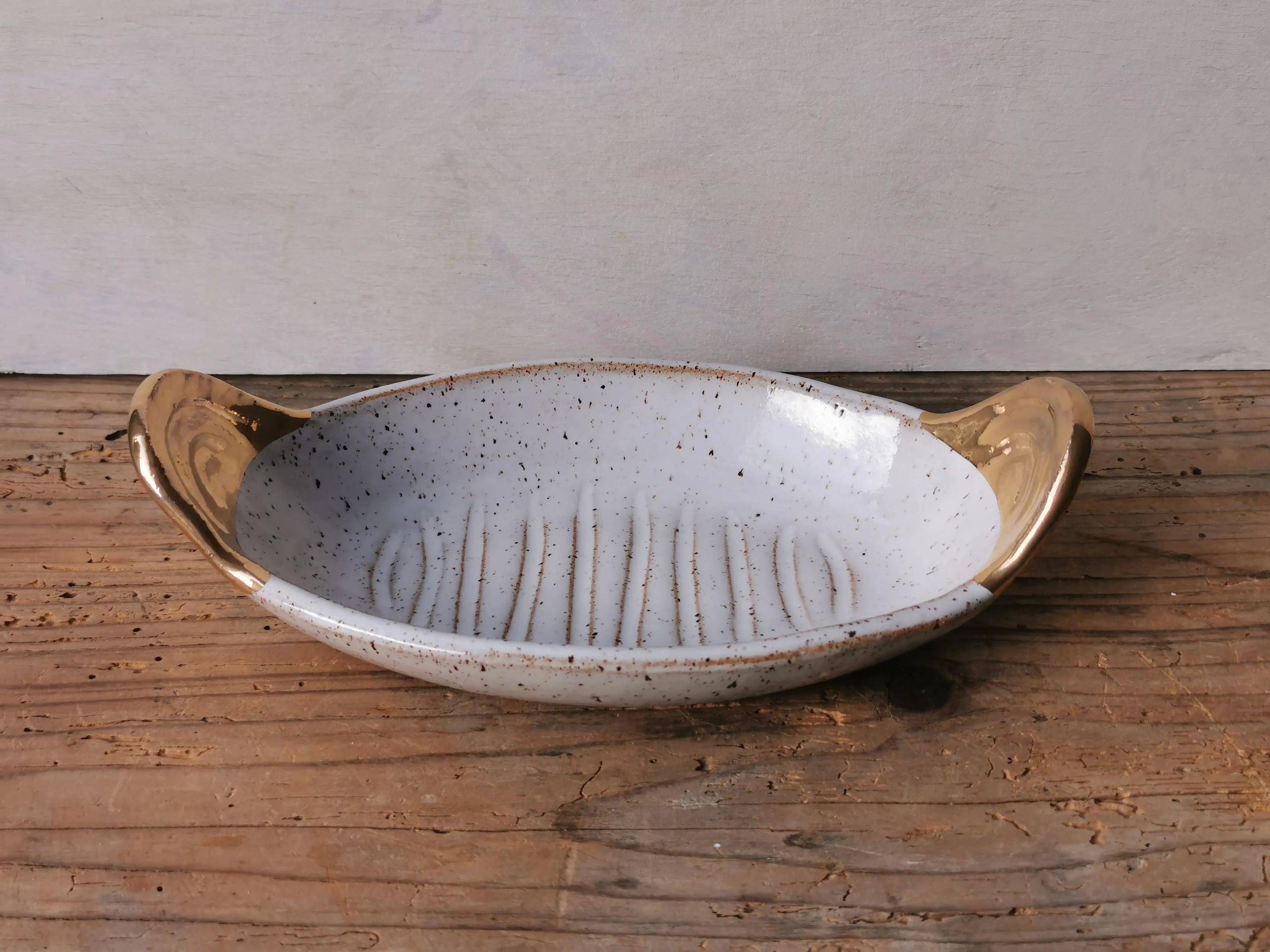 Serving platter with gold handles - small