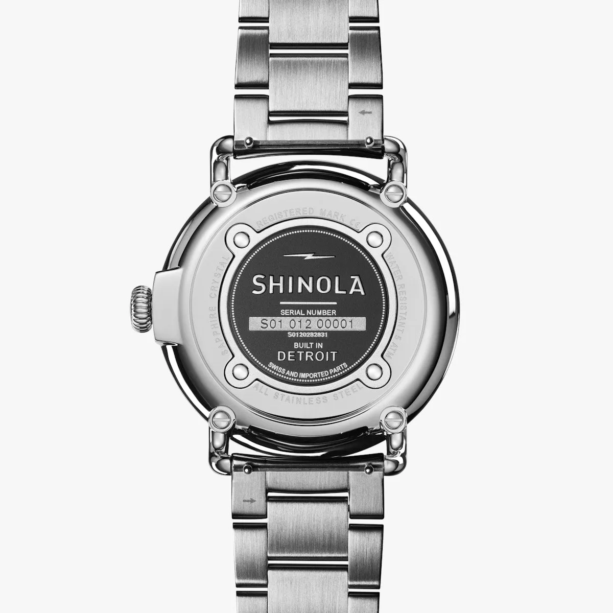 Shinola 41MM Runwell Velvet Alabaster with Blue Index Steel Watch 