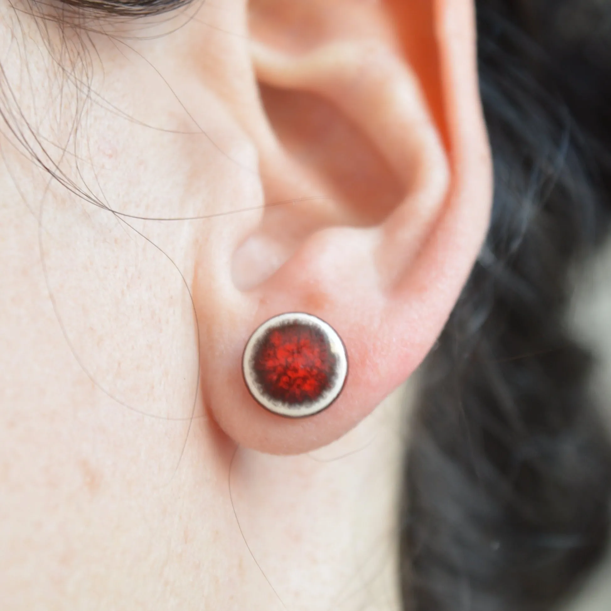 Stud earrings - Oxblood red