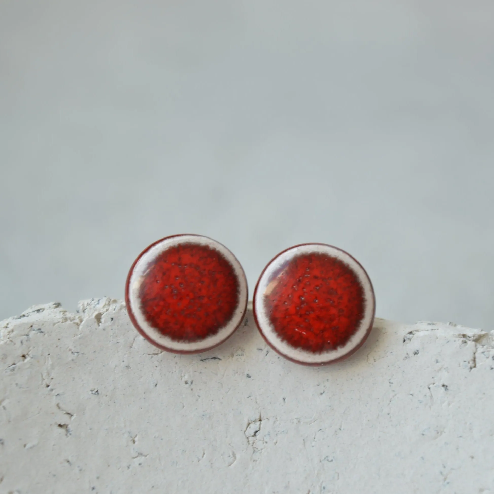 Stud earrings - Oxblood red