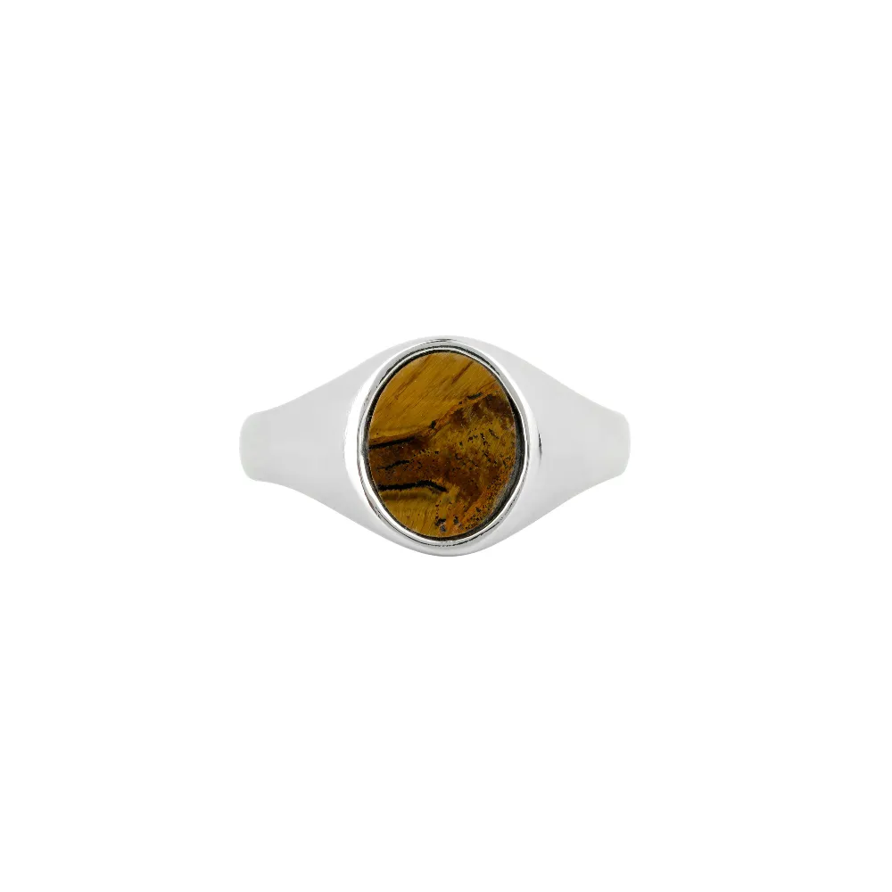 Tigers Eye Signet Ring - Silver