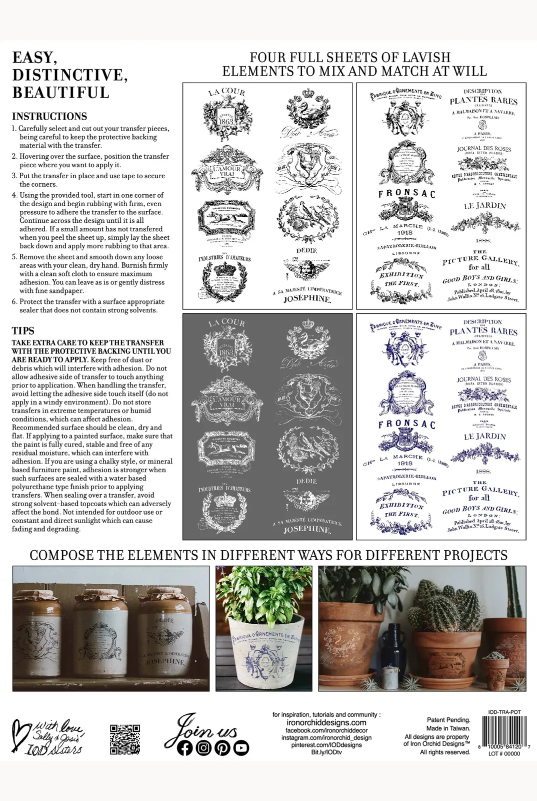 Traditional Pots IOD Transfers-Iron Orchid Design