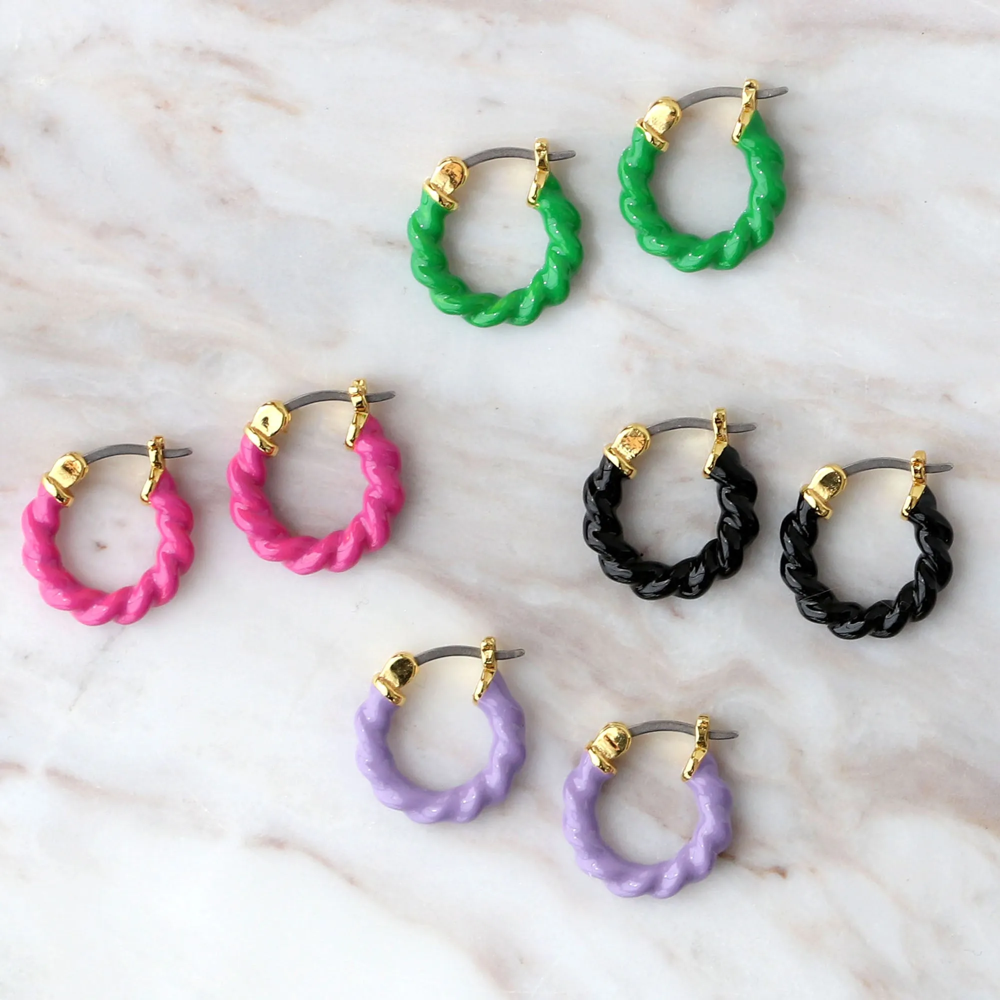 Twist Enamel Hoop Earrings